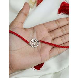 Rakhi de Plata 925 con Colgante de Om, Joyería Rakhi con Diamante y Perla, Hecho a Mano en India para Fiestas - Product Image 1