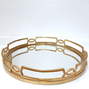 ถาดอลูมิเนียมโลหะทรงกลมเคลือบสีทองแบบสร้างสรรค์ภายใต้จานและจานที่ให้บริการสไตล์แฟนซี - Product Image 1