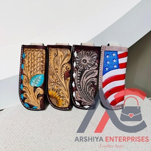 Glissement en cuir usiné personnalisé de vente chaude pour étui à pince de couteau pliant gaine de couteau de tournesol occidental gaine de trappeur de ceinture supérieure ouverte - Product Image 3