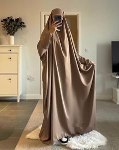 Nouveau modeste Jilbab prières taille libre islamique Thobe robe crêpe grande taille solide motif parole longueur naturel taille poche - Product Image 2