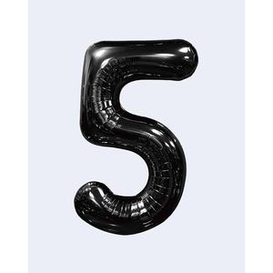 Globos de Fiesta con Número, Color Negro N5, 100 cm, Bolsa de 12 Unidades - Product Image 1