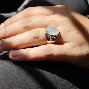 Oval <b>Moonstone</b> Silver <b>Ring</b> Best Gift for Christmas - Product Image 1