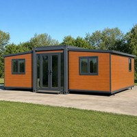 Module de conteneur modulaire extensible à double aile, 40 pieds, pour maison compacte habitable 3 chambres et espace d'activités étendu, exportable
