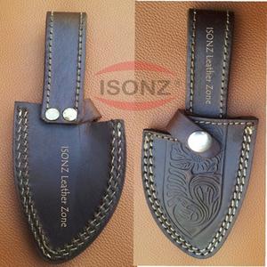 Couteau en cuir personnalisé fait à la main et étui à couteau gravé sculpté pour couteaux à lame fixe. - Product Image 1