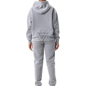 Conjunto de punto de gofres para mujer, ropa de mujer con logotipo de goma, conjunto de 2 uds, chaqueta, chándales, conjunto de Jogger de algodón, ropa de salón, chándal para mujer - Product Image 2