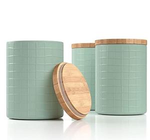 Boîte de rangement de cuisine en métal à motif tournesol avec couvercle en bois, ensemble de boîtes de rangement de cuisine imbriquées pour la maison au meilleur prix - Product Image 5