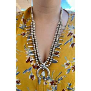Navajo Handmade Dry Creek Turquoise & Sterling <b>Silver</b> Naja Blossom <b>Necklace</b> <b>Set</b> - Product Image 2