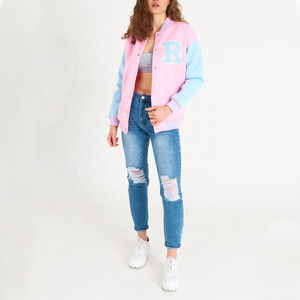 Meilleures ventes Vestes universitaires pour femmes Tissu en coton long à la mode avec impression de logo personnalisé Veste Letterman d'hiver personnalisée - Product Image 2