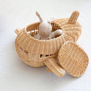 Carrito de Juguete de Ratán para Niños de 2 a 4 Años, Vehículo Educativo Unisex con Ruedas de Madera, Diseño de Bambú Natural - Product Image 2