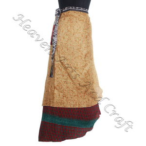 Vestido de noche de verano Vestido de seda indio Sexy Vintage Adultos Tallas grandes Fabricado al por mayor Las mejores faldas de seda de Jaipur - Product Image 1