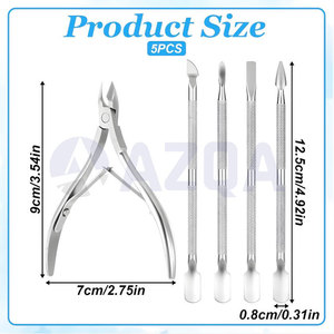 Ensemble professionnel de coupe-cuticules et repousse-cuticules en acier inoxydable 5 pièces, kit d'outils professionnels pour manucure et pédicure, soins des ongles - Product Image 2