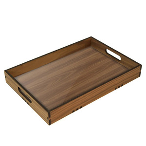 Bandeja de servicio de madera de diseño elegante con asas en forma de rectángulo para el hogar y hoteles bandejas de mesa para servir té hechas a mano - Product Image 3