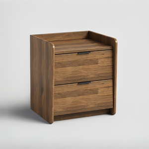 Modern Minimalist Solid Wood Nightstand with Storage and 2 Drawers for Bedroom - Product Image 2