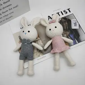 Venta al por mayor crochet conejito muñeca bailarina conejito de Pascua animales tejidos a mano conejo juguetes para accesorios de fotografía baby shower regalos