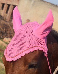 Nouveau Offre Spéciale équestre oreille Bonnets cheval mouche voile haute qualité mouche chapeau avec strass équitation produits équestre - Product Image 2