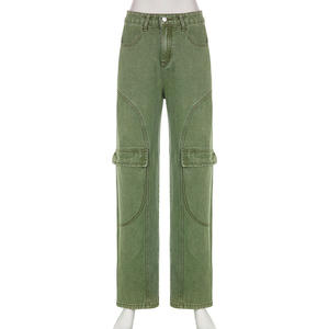 OEM Pantalon cargo taille haute pour femmes de haute qualité Streetwear respirant Hip Hop Denim décontracté Poches multiples à rabat pour ample - Product Image 6