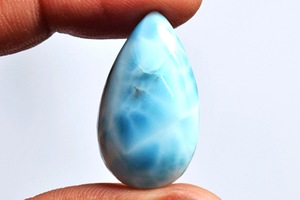 Cabujón Larimar Natural tamaño 3-21 MM liso pulido Larimar azul pectolita Stefilia piedra para colgante collar joyería - Product Image 3