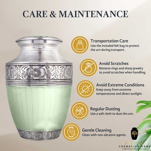 โกศบรรจุอัฐิ 10 นิ้ว อลูมิเนียม สไตล์ยุโรปอเมริกัน ความจุ 220 คิวบิกอินช์ สีเขียวเงิน เป็นมิตรกับสิ่งแวดล้อม - Product Image 5