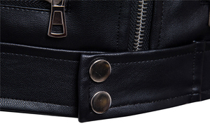 Veste en cuir véritable pour homme personnalisable en noir, coupe-vent, style printemps, avec fermeture éclair sur le devant, traitement enduit, veste pour homme - Product Image 6