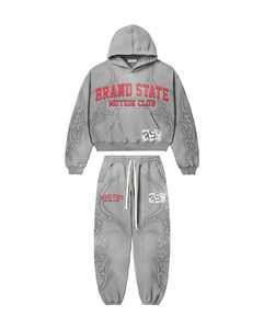 Jersey personalizado unisex, Sudadera con capucha de forro polar suave, chándal para correr con un logotipo de serigrafía abullonada que incorpora ropa de calle vintage - Product Image 3