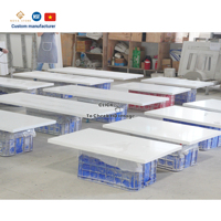 Luxe une pièce Super Jumbo taille dalle découpée Carrare blanc Quartz artificiel pierre cuisine comptoir surdimensionné île haut