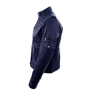 Cuirs blouson Vintage noir en cuir véritable pour homme, coupe Slim, Biker, service OEM - Product Image 5