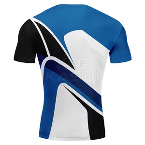 Tenue d'entraînement de combat durable et extensible, manches courtes, rashguard respirant en polyester/nylon, séchage rapide, contrôle de l'humidité, MMA, gym - Product Image 2
