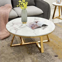 Table de luxe moderne du milieu du siècle pour salon Tables basses et d'angle blanches turques avec conception en métal à base en acier inoxydable
