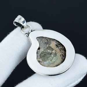 Natural Ammonite Pendant Solid 925 Sterling Silver Unique Bohemian Jewelry for Women & Children's Special Wedding Gift - Product Image 2