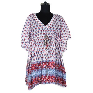 Bloc imprimé sans manches Maxi coton indien Maxi robes pour femmes KFCS086 coton été Maxi robe 100% organique porter concepteur - Product Image 3