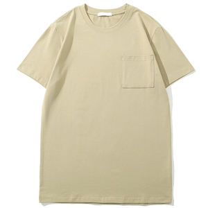 T-shirt d'été à manches courtes en coton uni, tissage uni, 190 g/m², couleur unie, poche, séchage rapide, pour homme - Product Image 1