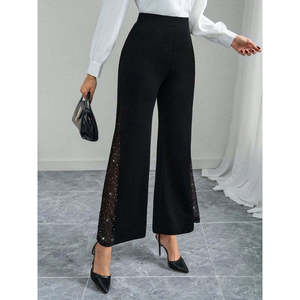 Pantalones de crepé importados con detalles de tul en las cinturillas, 29964 - Negro - Product Image 5