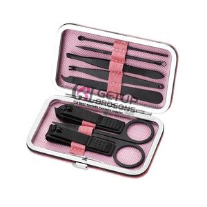 Kit profesional de manicura con diseño de recubrimiento en polvo negro, herramientas de acero inoxidable, color y logotipo personalizado - Product Image 3