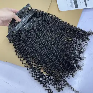 卸売二重描画人毛ピースシームレスクリップテープウォーターカールブラックヘアエクステンションBelong Hair Vietnam Women