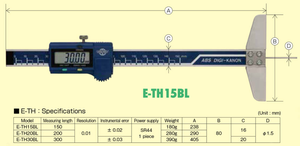 Medidor de Profundidad Digital NAKAMURA E-TH con Barra de Profundidad Delgada para una Medición Precisa de la Profundidad de Orificios Delgados - Product Image 2