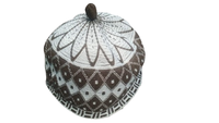 Chapeau de prière pour hommes musulmans, 100% coton, doux, respirant, bonnet en tricot, motif bicolore, logo personnalisé, utilisation confortable, taille de tête 52-54 cm
