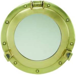 Miroir de hublot antique en laiton de 12 pouces, miroir nautique, miroirs de salle de bain nautiques (miroir en aluminium de 14 pouces) - Product Image 6