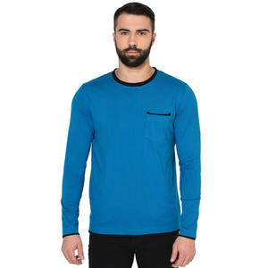 Camiseta de Manga Larga para Uso Diario, Poliéster y Algodón, 205 GSM, Transpirable, Fácil Cuidado, Ropa Casual, Fabricante de Marca Privada OEM Personalizada - Product Image 1