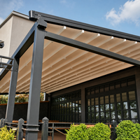 Pergola pliante en alliage d'aluminium imperméable en PVC avec télécommande, auvent rétractable, éclairage LED pour balcon, patio, jardin, terrasse