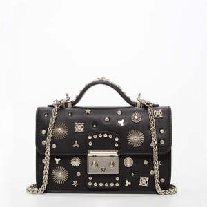 Sac bandoulière en cuir noir SUSU antivol pour Hollywood avec décoration élégante à rivets - Product Image 1