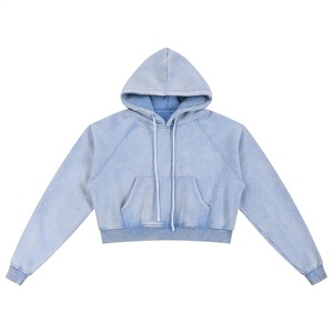 Vente en gros Hiver Crop Goutte épaule Femmes Oversize Hoodies Logo Personnalisé Streetwear Confortable Terry Polaire Pull Style Décontracté - Product Image 1