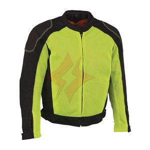 Chaqueta de Motociclista Unisex, Transpirable, Negra-Verde Neón, Profesional, de Malla, con Protección, para Todas las Estaciones - Product Image 1