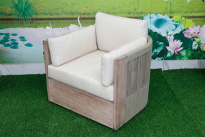 Acacia Corner <b>Sofa</b> Set Designed for <b>Outdoor</b> Seating with Solid Wood Frame Comfortable <b>Cushions</b> and Space Efficient Layout - Product Image 3