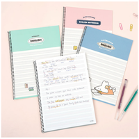 Carnet coréen en cuir à spirale, format B5, 20 pages, 80g, Boba Spring, anglais, antimicrobien, nouveau, pour étudiants et écoliers