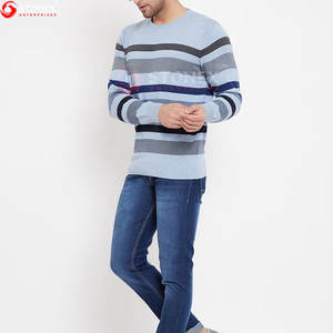 Venta al por mayor de suéteres de los hombres de encargo de color sólido de manga larga de medio alto O cuello de punto de estilo casual suéteres de los hombres - Product Image 5