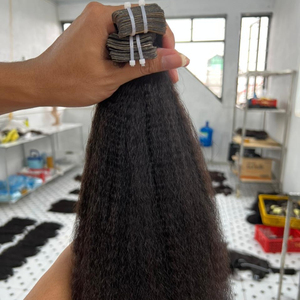 Cinta de pelo virgen en extensiones de cabello lacio rizado, Cabello 100% natural vietnamita/brasileño, cutícula completa alineada - Product Image 2
