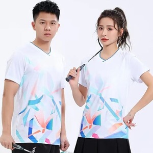 Camisa DE TENIS blanca Camisa de bádminton Hombres Mujeres Verano Secado rápido Manga corta Tenis de mesa Voleibol - Product Image 1