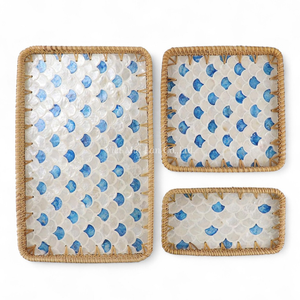 Bandeja de Nácar Natural Ecológica Hecha a Mano con Ratán para Servir Alimentos en la Cocina - Product Image 1