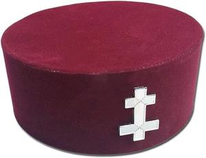Casquette/chapeau de chevalier templier maçonnique avec croix, velours marron, léger, confortable à porter - Product Image 3