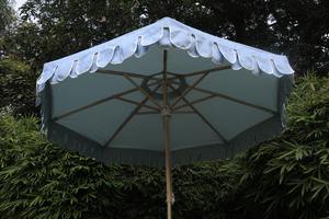 New Arrival Elegant Classic Wooden <b>Frame</b> Blue Parasol Umbrella Manual Control Big Print List Simple Style for Garden Resorts - Product Image 2